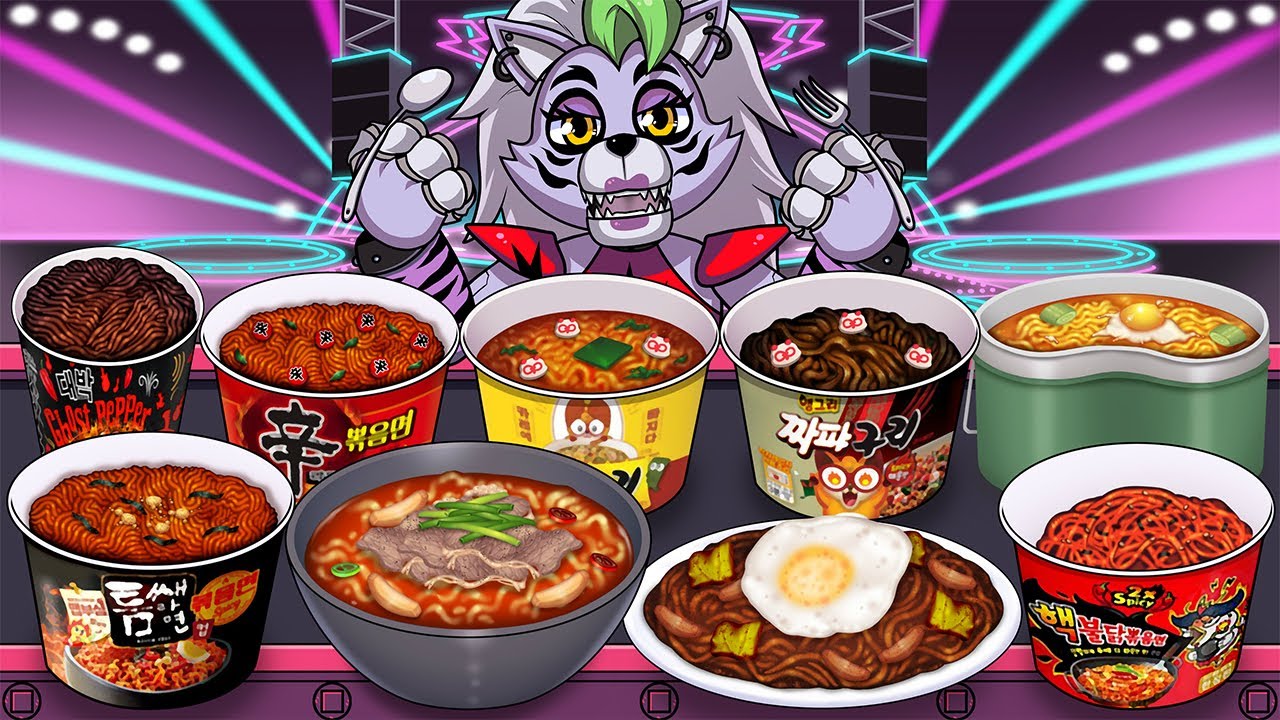 FNAF Security Breach Roxy Mukbang Animation Noodle set eating