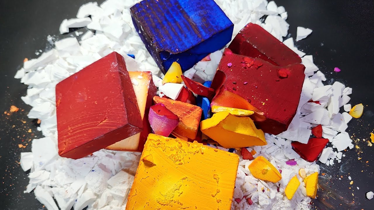Dyed Chalk Blocks I Crispy Chalk Shavings I Dusty | ASMR I Oddly Satisfying