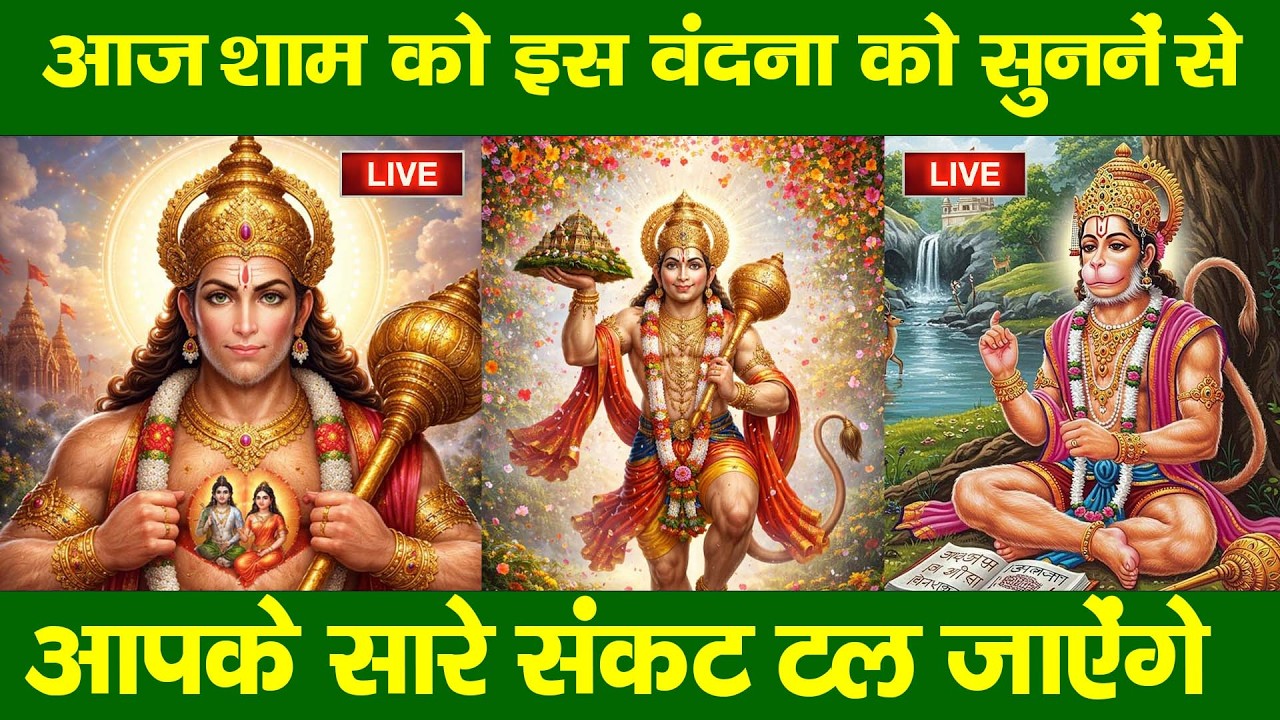 LIVE : मंगलवार संध्या भक्त्ति - आज शाम इस वंदना को सुनने से हनुमान जी सभी मनोकामनापूर्ण करते है