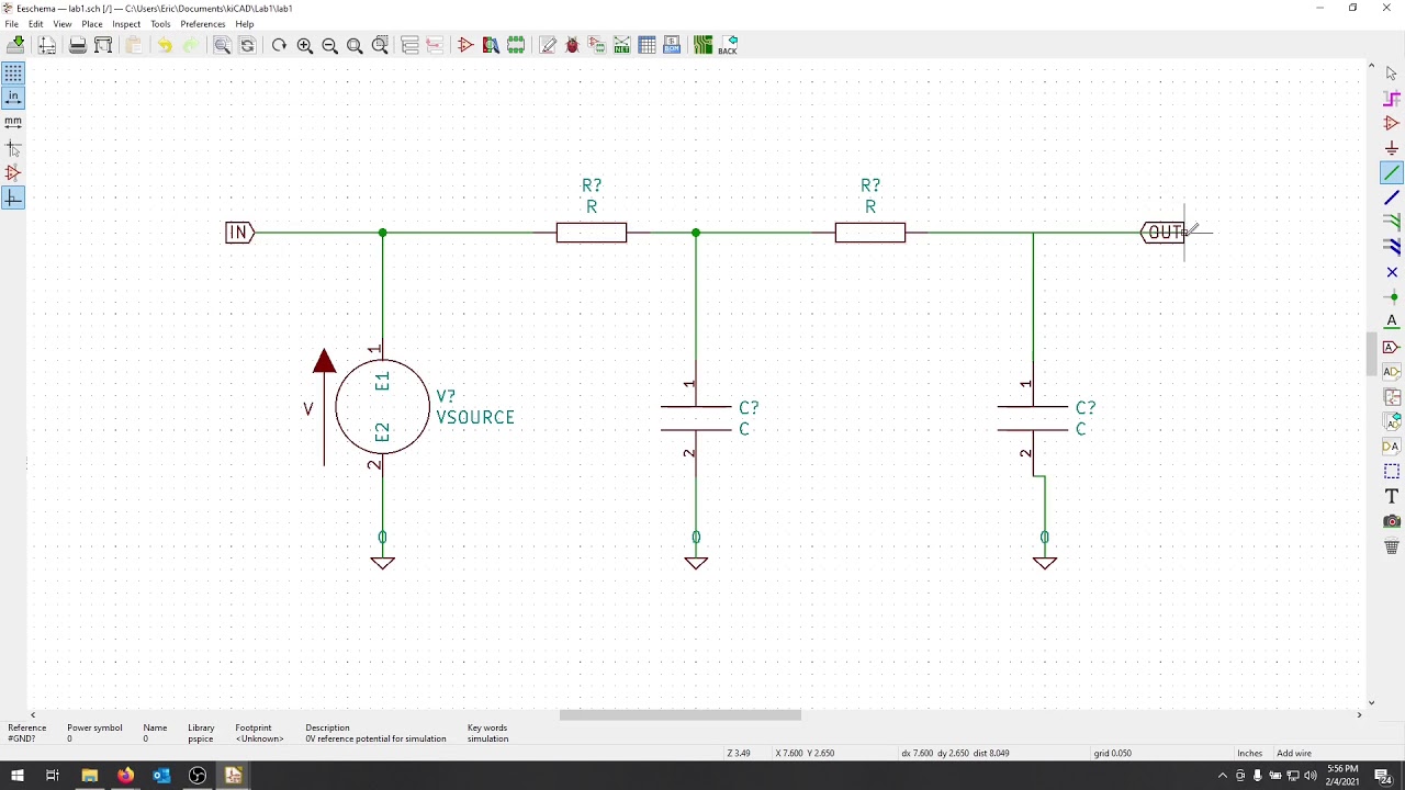 KiCAD - SPICE Introduction - RC Ladder