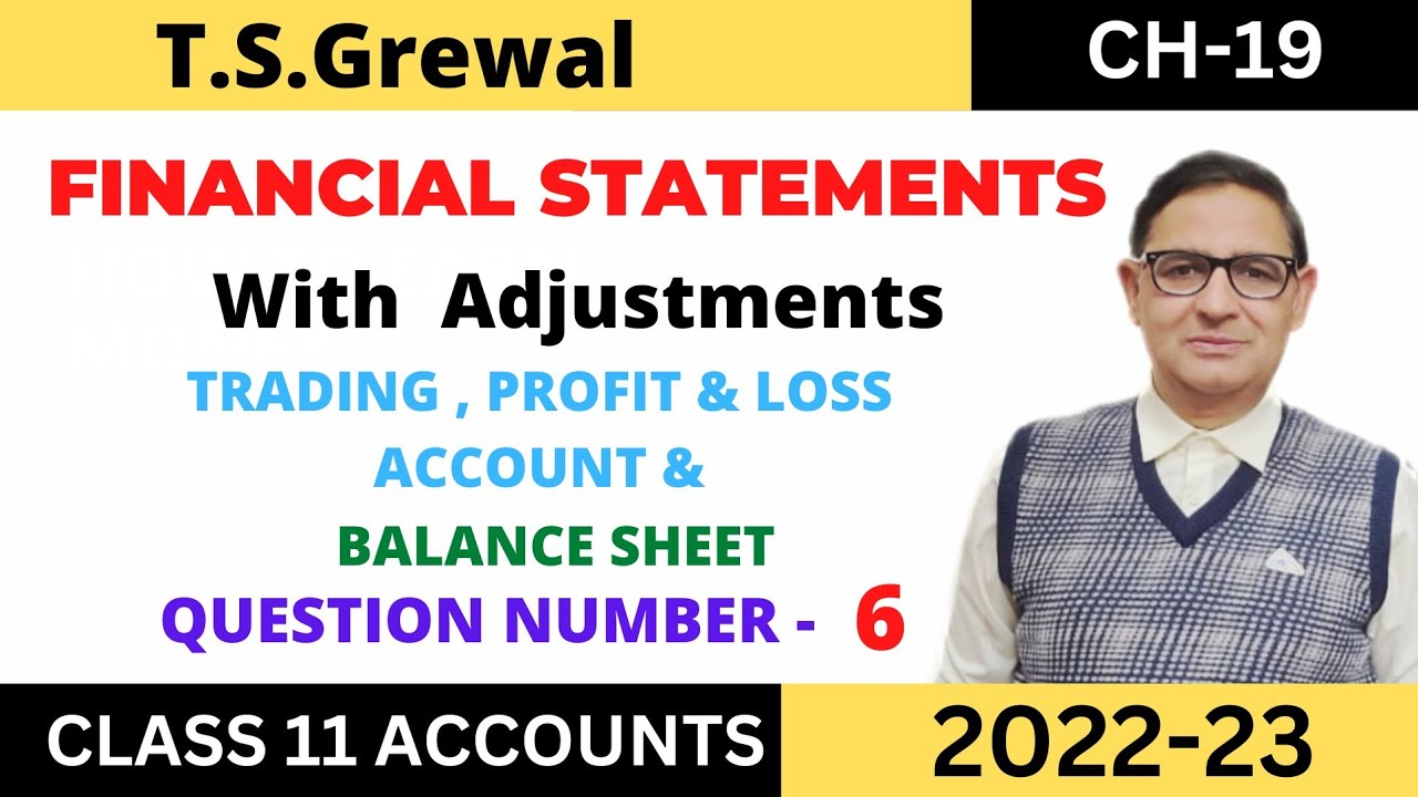 FINANCIAL STATEMENTS (WITH ADJUSTMENTS) Chapter-19 T.S.Grewal   Solution     Question:no-6 Class 11