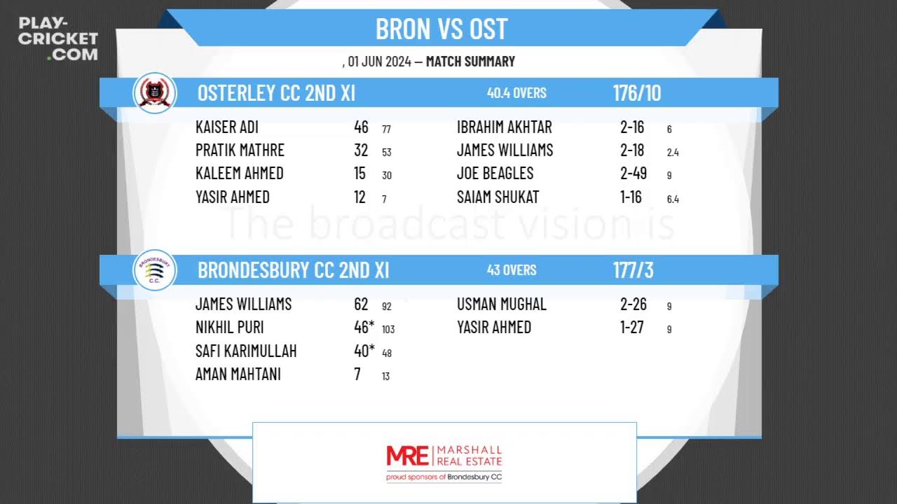 Brondesbury CC 2nd XI v Osterley CC 2nd XI