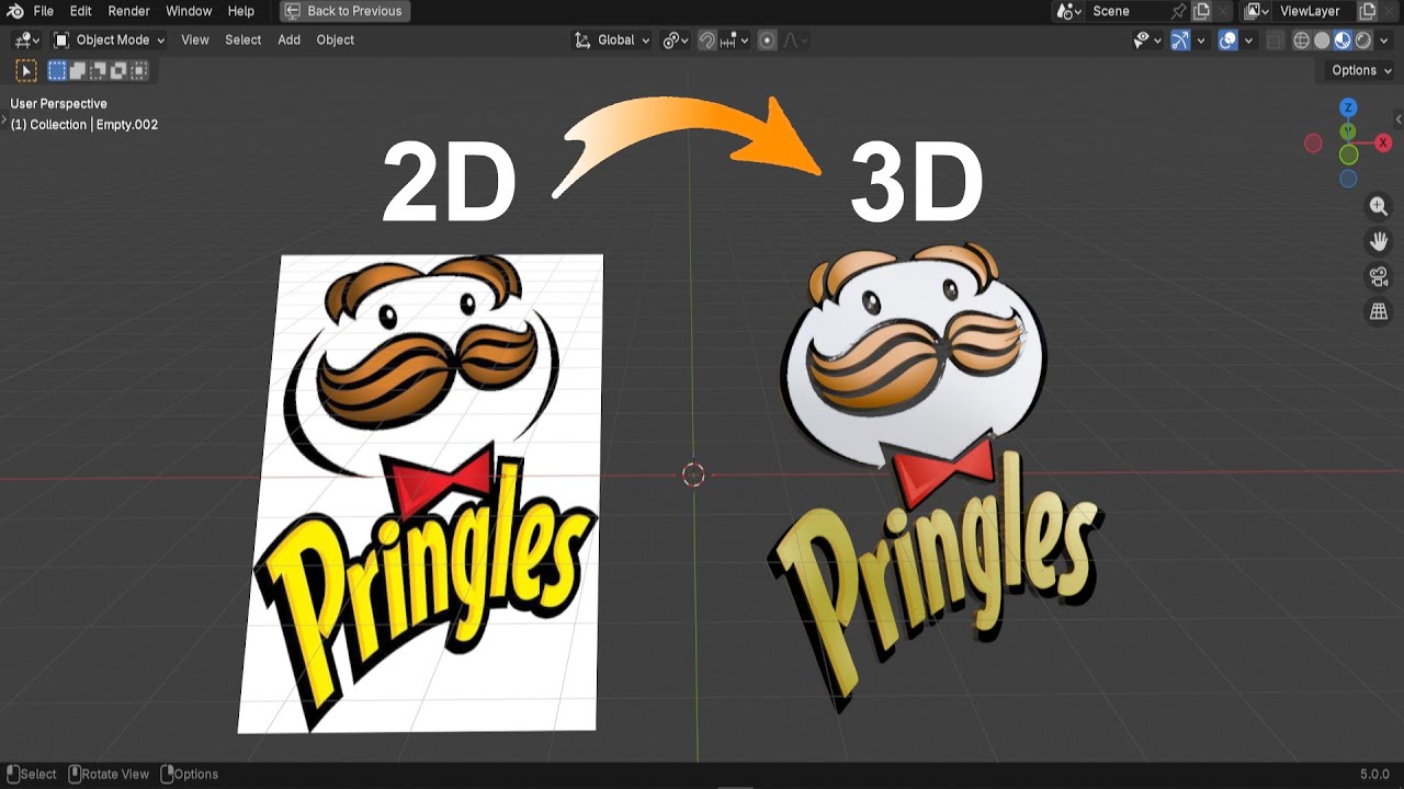 Преобразование 2D-изображения в 3D-модель в Blender 5 (пошаговое руководство для начинающих)