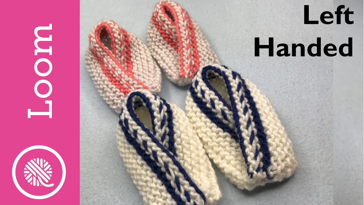 Loom Knit Two Color Baby Booties | 3 sizes (Left Handed)