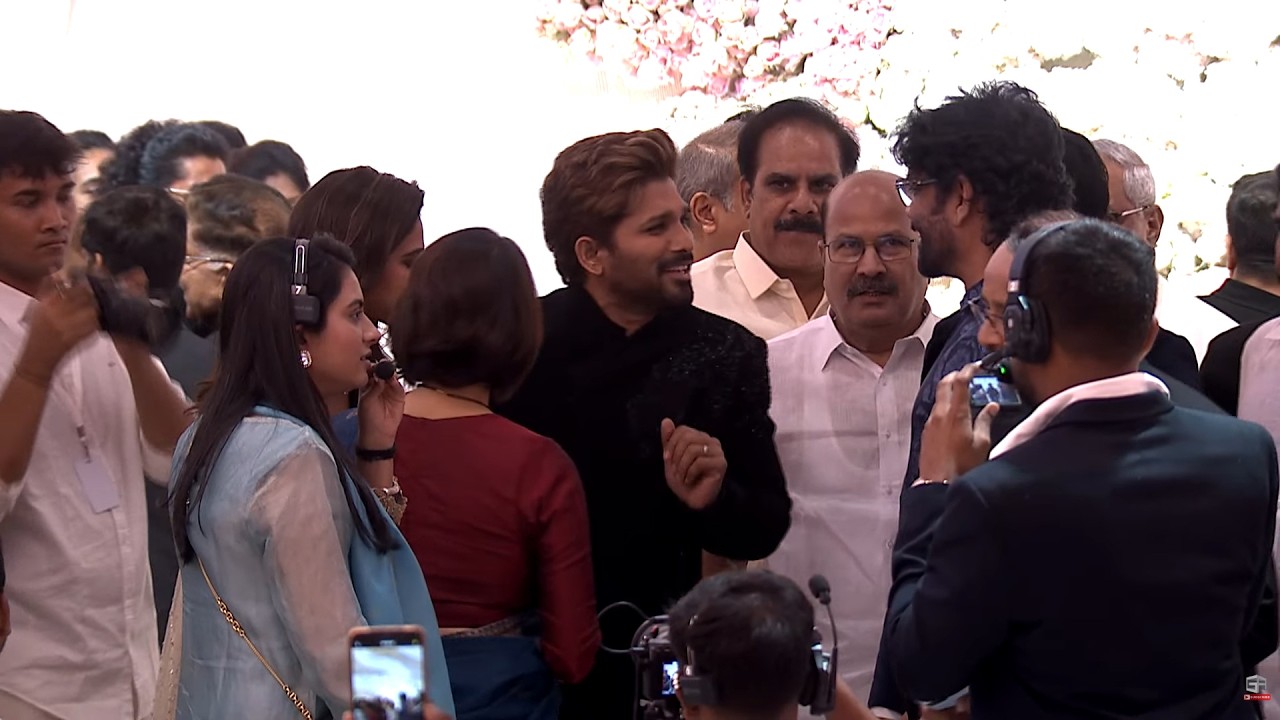 Akkineni Nagarjuna Amala Naga Chaitanya Visuals at Allu Sirish & Nayanika Pre-Wedding Reception