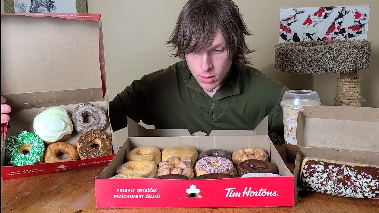 Eating Every Donut From Tim Hortons! 🍩 Mukbang