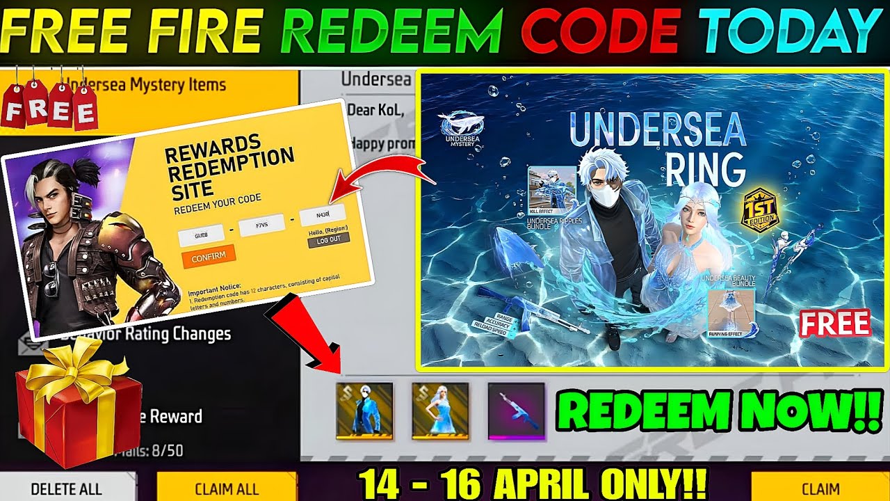 FREE FIRE REDEEM CODE TODAY 15 APRIL REDEEM CODE FREE FIRE | FF REDEEM CODE TODAY 15 APRIL