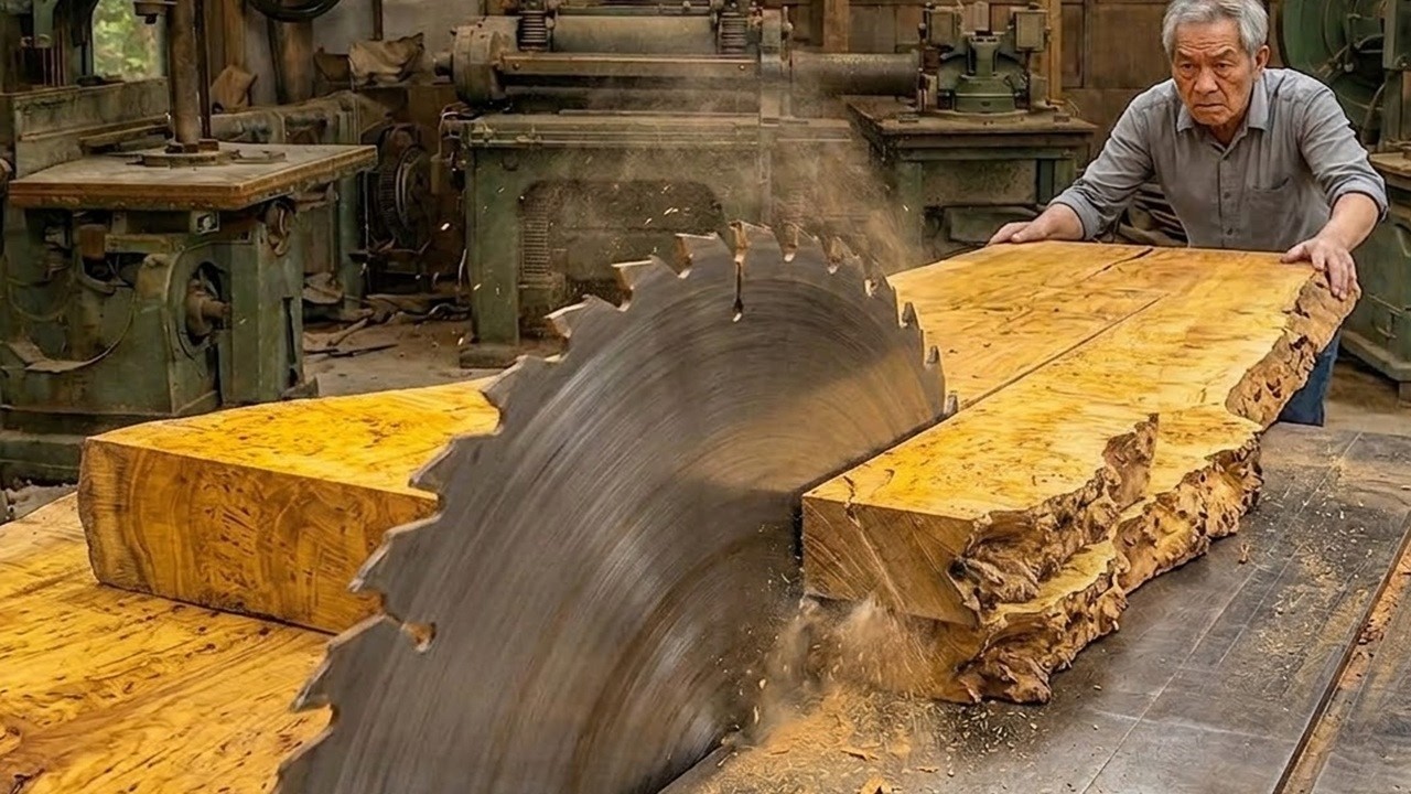 Transforming Giant Yellow Wood to Breathtaking Furniture &ndash; Incredible Woodworking Skills!