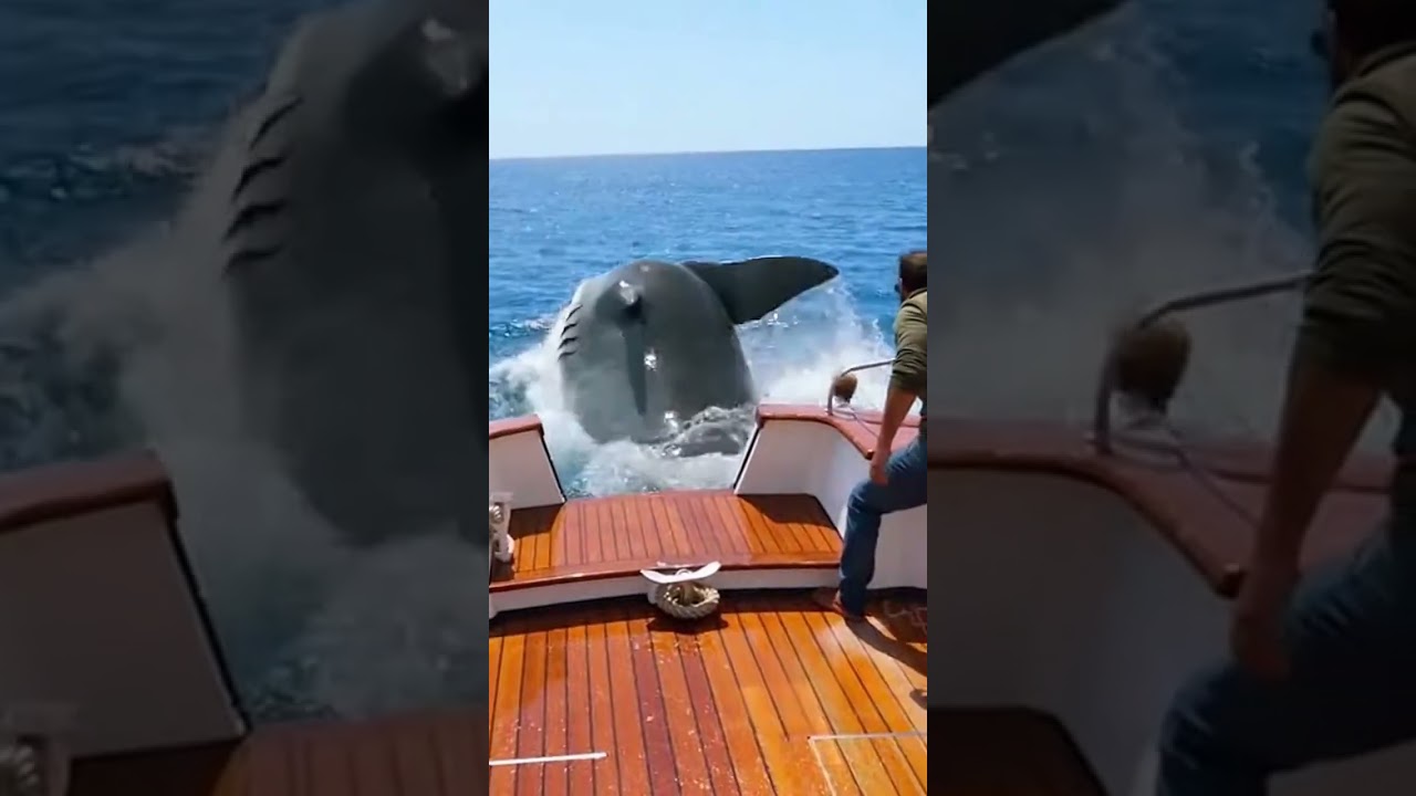 💥 Shark CRASHES onto Boat! Unbelievable Ocean Encounter 