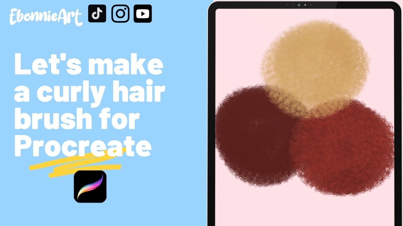 Step-by-step process to create Curly hair brushes in Procreate for iPad