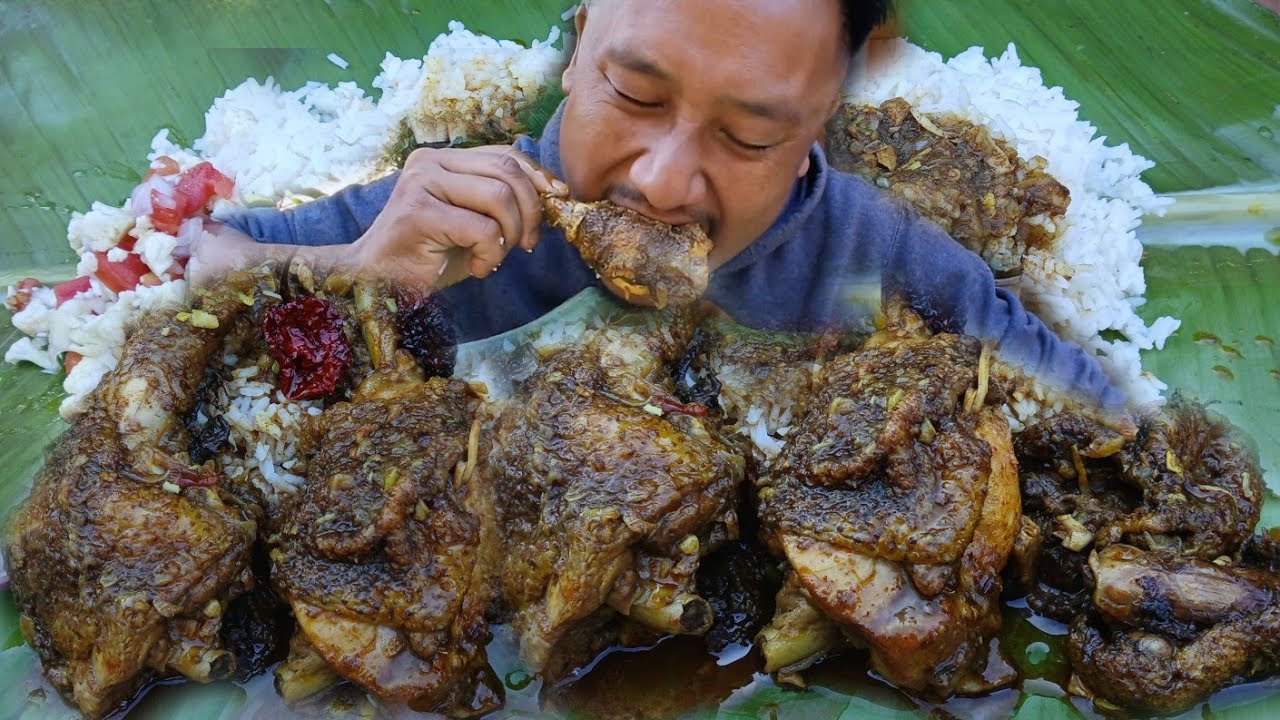 Delicious chicken curry with 2 king chilli mukbang 