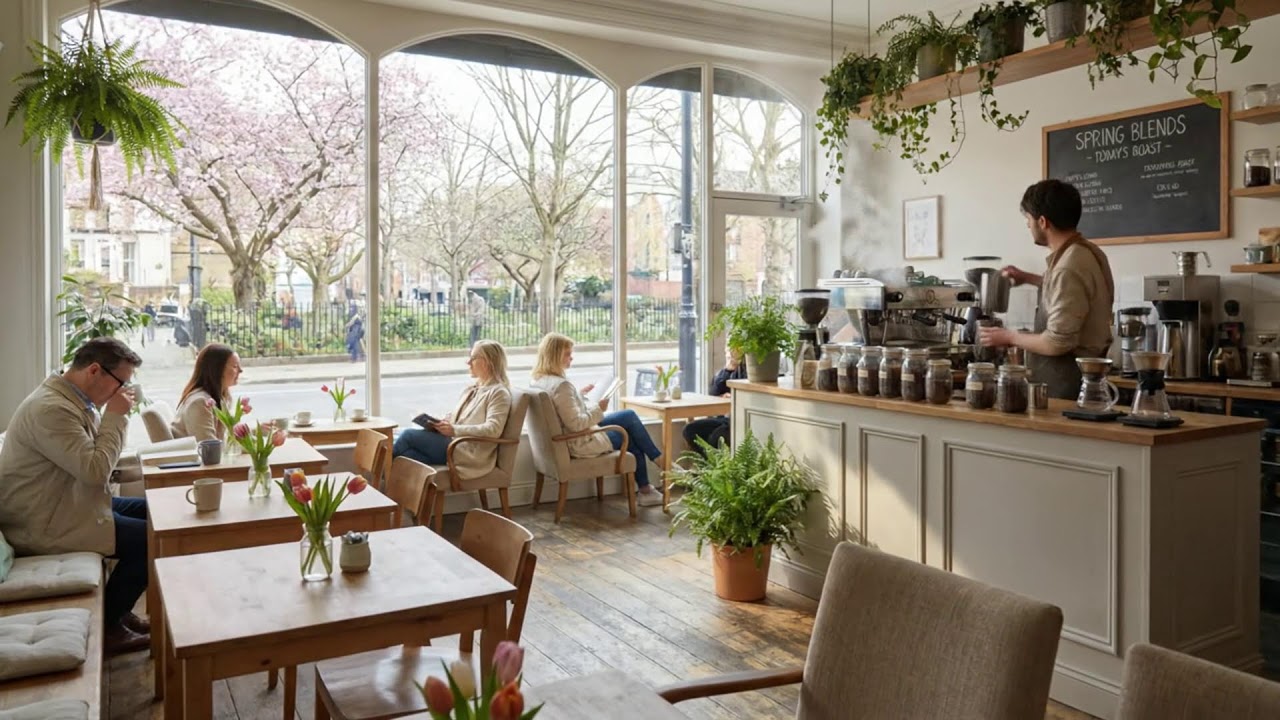 朝の輝きとカフェジャズ ☀️🎷 穏やかな春のメロディ