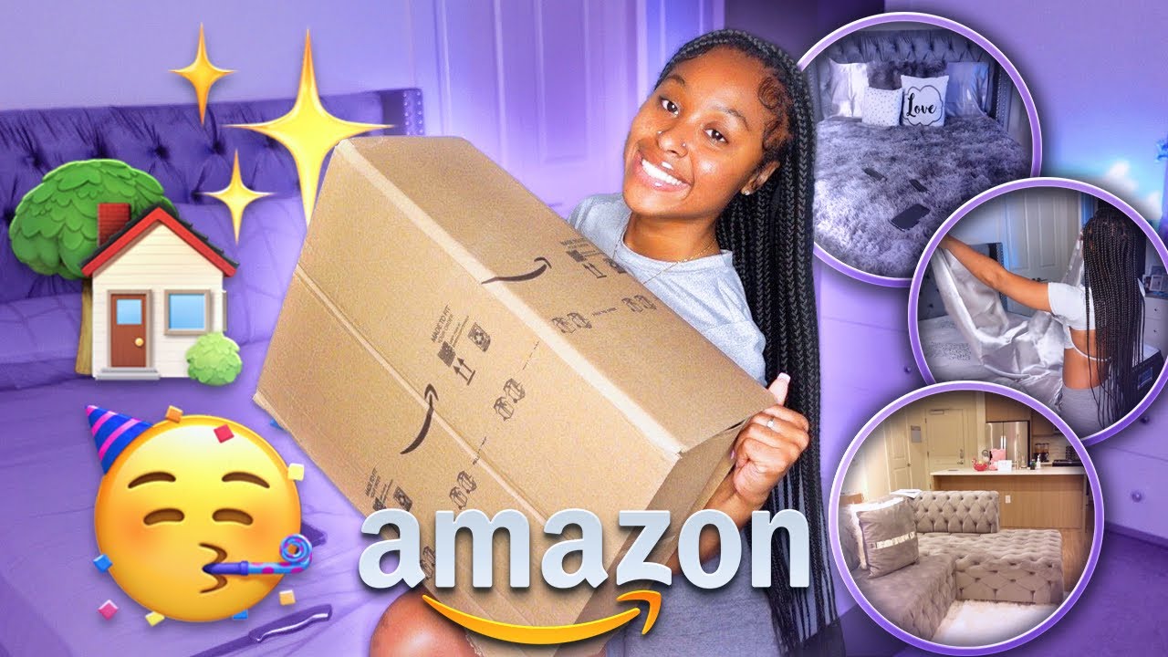 FURNISHED APARTMENT TOUR| UNBOXING NEW ITEMS+| NEW BEDDING FROM AMAZON+ DECORATE MY BED WITH ME💕🏠