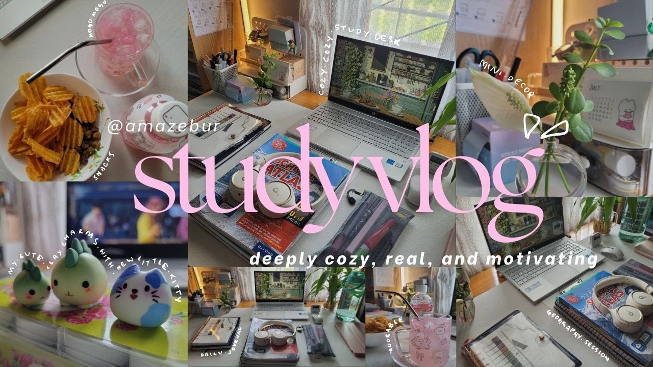 Cozy Study Day 🌿| notion + ncert's + spm classes + journals + clay kitty coloring  +lot more 