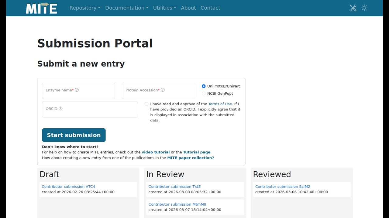 The MITE Submission Portal