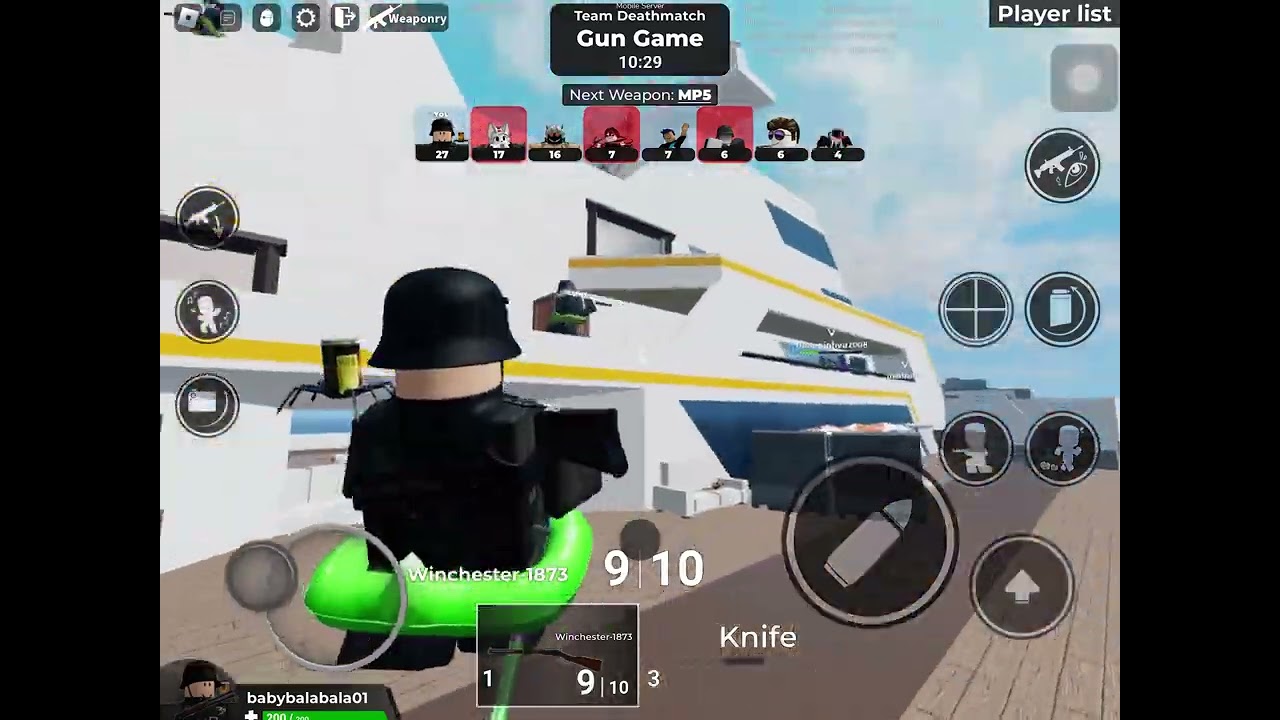Winning a match in roblox weaponry (Gun Game)