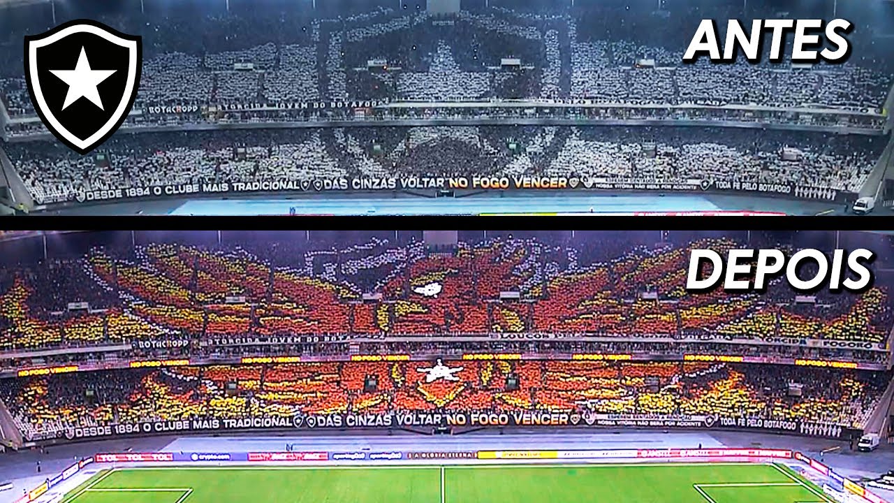 TORCIDA DO BOTAFOGO FEZ UM MOSAICO DUPLO ABSURDO! 🔥 Botafogo x Palmeiras - Copa Libertadores.