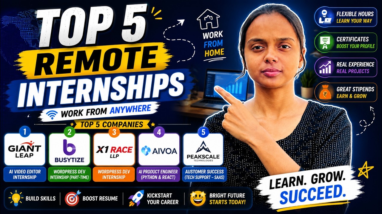 Remote Internship Alert! Top 5 Work From Home Internships 2026