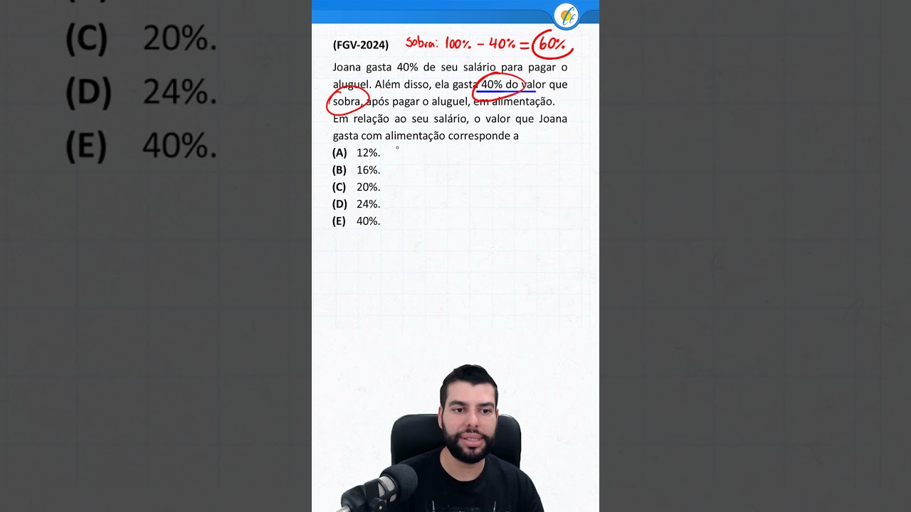QUEST&Atilde;O DE CONCURSO - PORCENTAGEM (FGV)