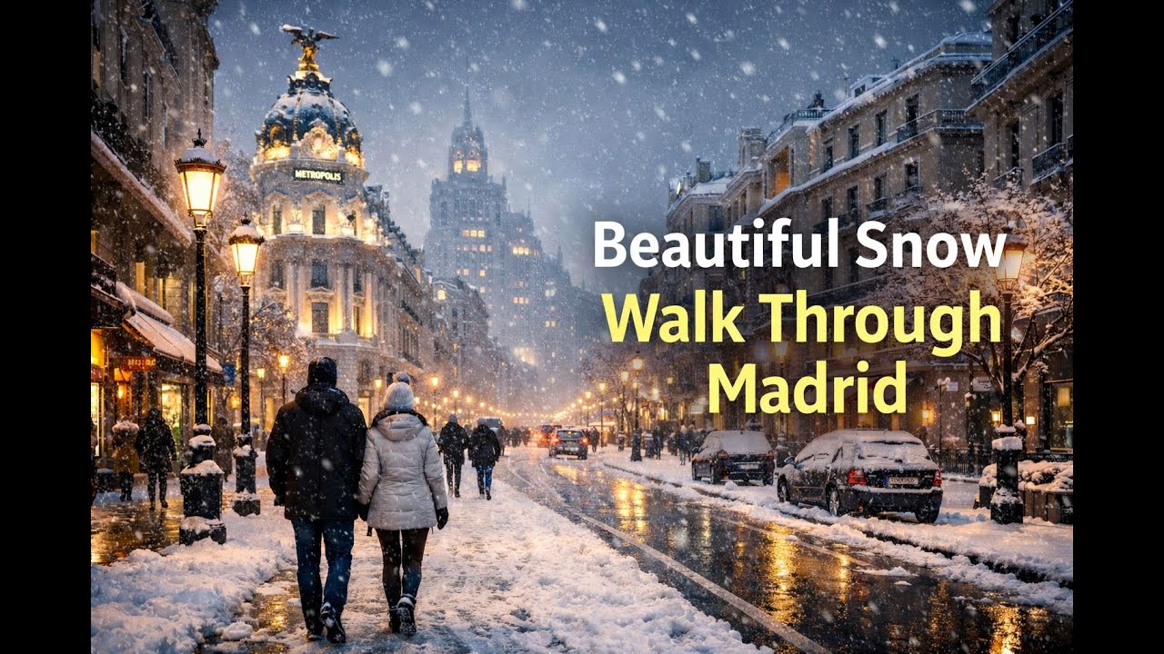 4K MADRID SNOW JANUARY 28, 2026 | SPAIN UNDER SNOW
