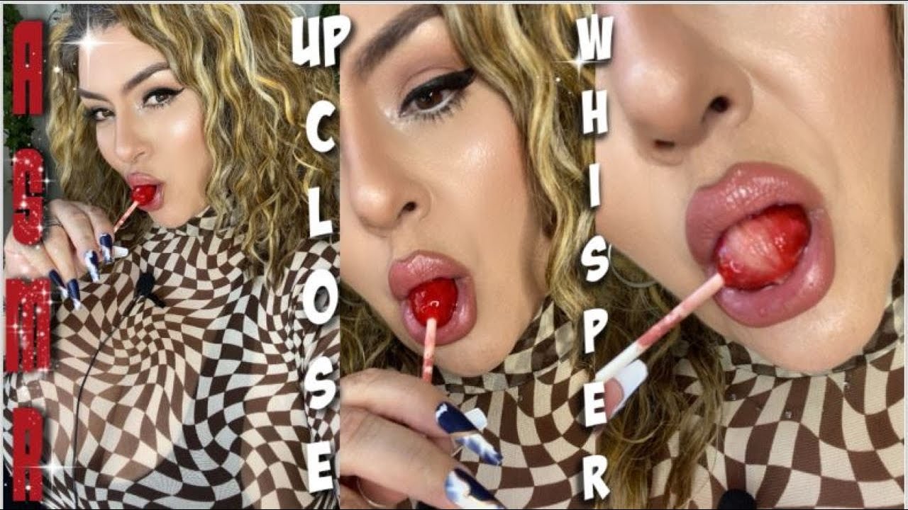 ASMR (Up-Close Whisper) SUPER Lollipop Licking Chewing Gum