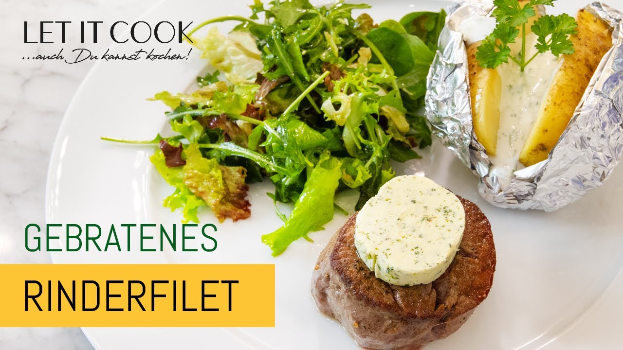 Rinderfiletsteak mit Ofenkartoffeln und Salat