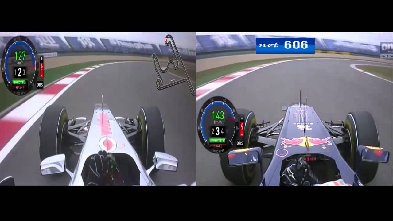Vettel vs Button China 2011 qualifying onboard comparison