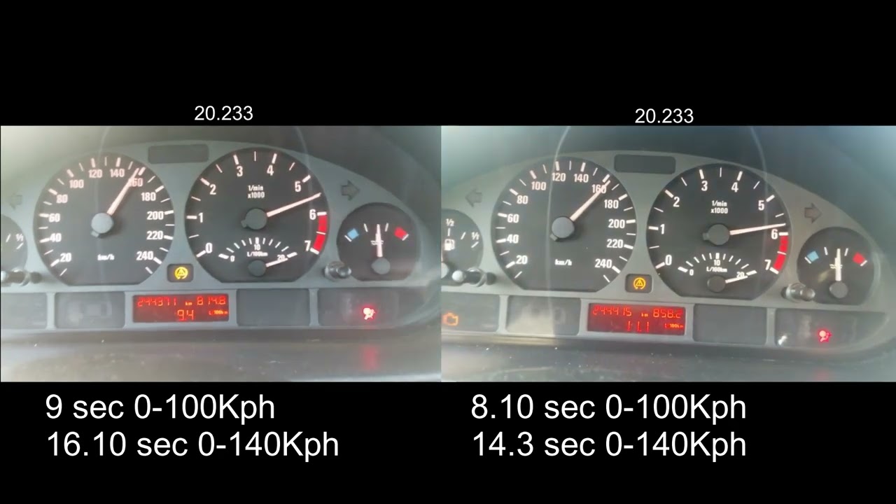 BMW E46 320i m54b22 acceleration 0-200Kph stock vs mild ecu tune / remap.