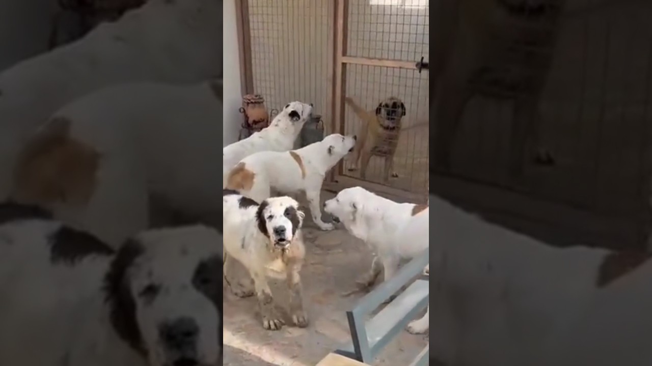 KANGAL & ALABIA DOGS AGGRESSIVE 🔥🔥 #kangal #kangaldogs #alabai #kangalkeşfet #bigdog #dog #shorts