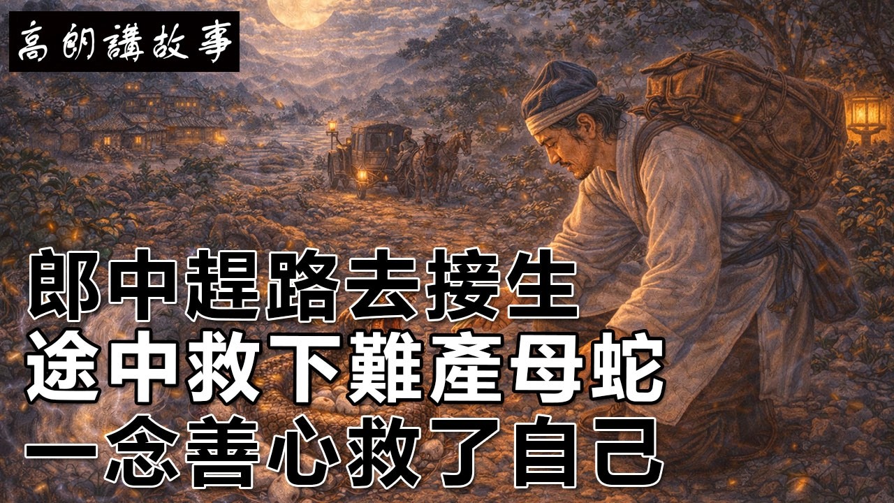 民間故事：郎中趕路去接生，途中救下難產母蛇，一念善心救了自己｜高朗講故事