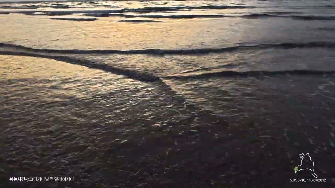 Soothing Waves Crashing on Beach_Sunset_Kota Kinabalu_쉬는시간_파도_코타키나발루_4K_ASMR_1HOUR