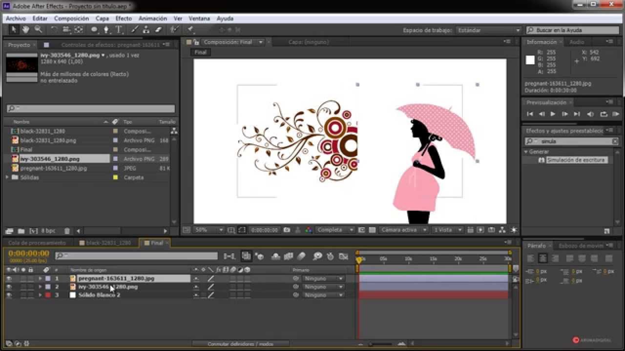 After Effects 143 Crecimiento de motivos con simulacion de escritura