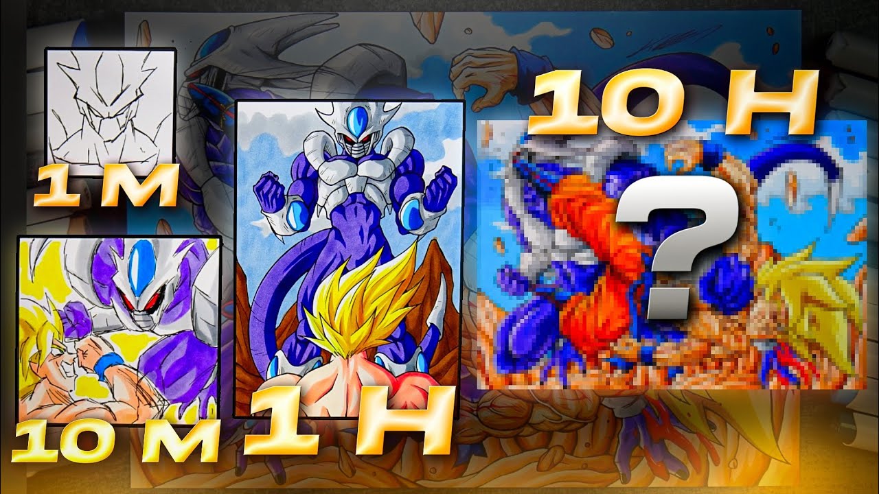 Drawing GOKU vs COOLER in 1M 10M 1H 10H | Art Challenge!