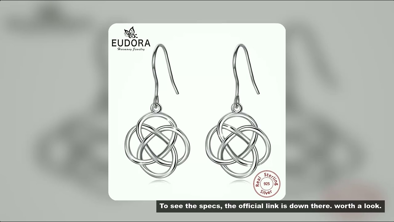 Eudora 100% 925 Sterling Silver witchcraft Knot Drop Earrings for Women Fine Irish Celtic Knot Earri