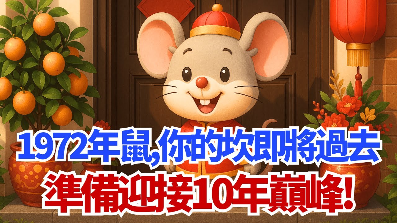 1972年的【鼠】，你人生『最大的一個坎』即將過去！準備迎接10年巔峰！#1972年屬鼠 #壬子鼠 #屬鼠2025運勢 #生肖鼠 #生肖運程 #財運 #事業運 #感情 #健康 #貴人 #改運 #命理