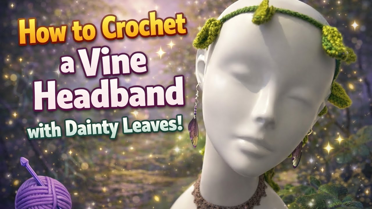 Crochet Vine Headband Tutorial 🌱 Dainty Leaf Crown | Whimsical Cottagecore Crochet