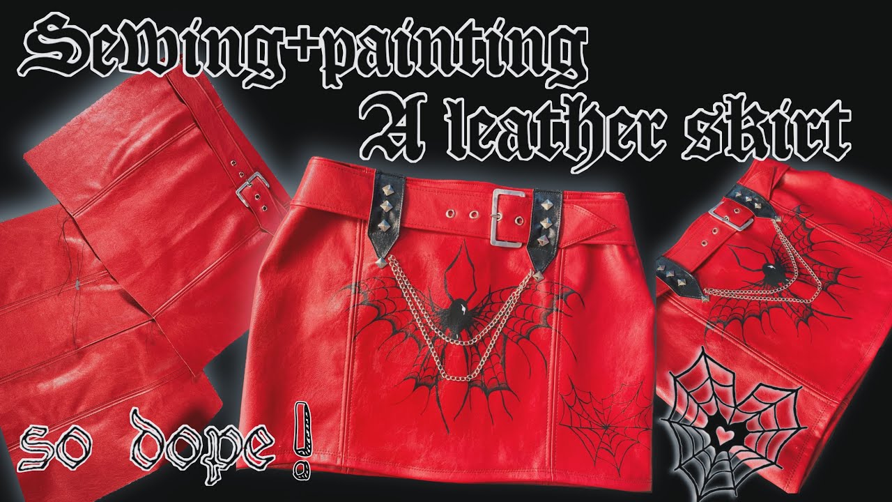 Sewing+painting a leather low-rise mini skirt (alt \ grunge vibes) | Jewel ivy