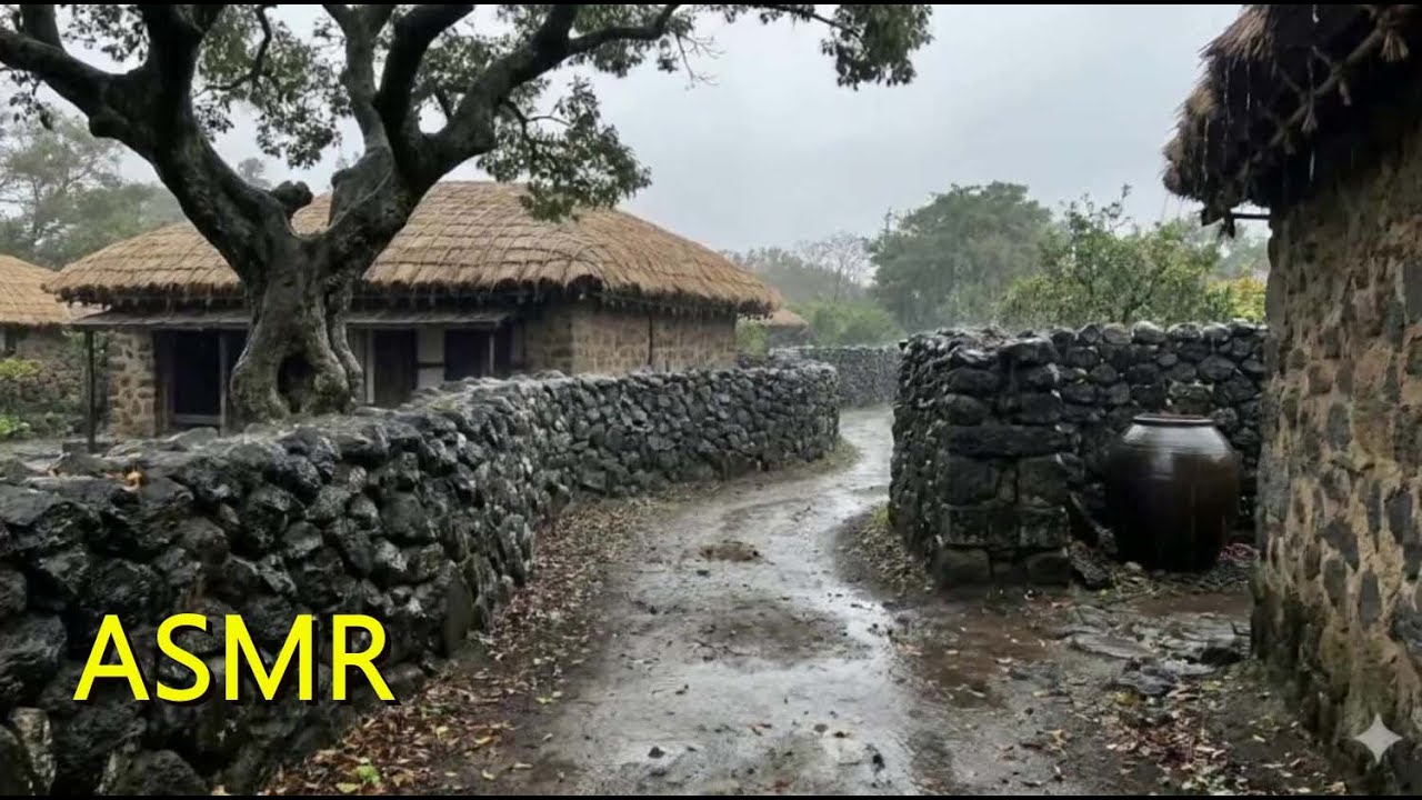 ASMR, 잠이 오는 영상, deep sleep rain, 백색소음, 힐링 영상, 불면증 치유, 빗소리, 폭우, the sound of rain, 비오는 제주도 초가집