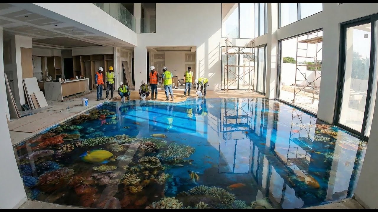 Amazing 3D Epoxy Floor Designs and Luxury House Construction Process - Full Time-lapse