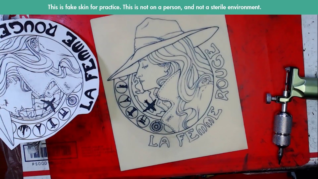 Carmen Sandiego - La Femme Rouge - Tattoo Practice on Fake Skin Streaming Part 1