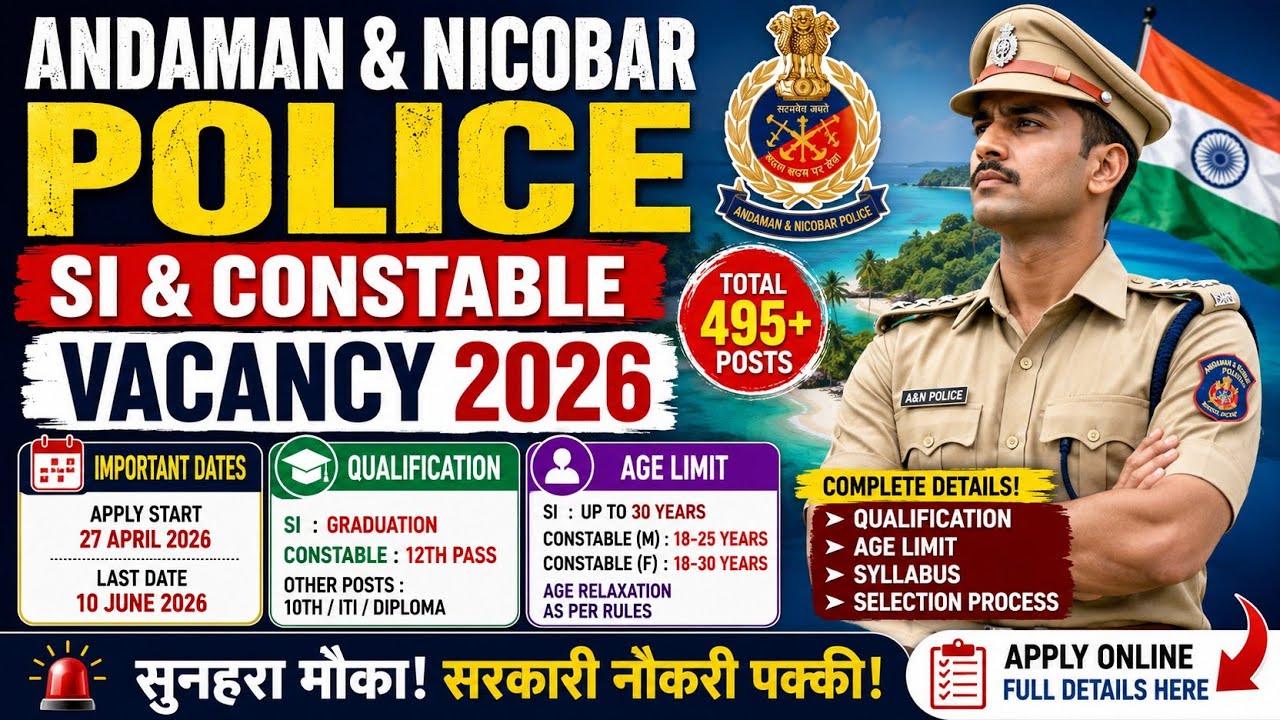 Andaman Nicobar Police Vacancy 2026 | SI & Constable Recruitment Full Details