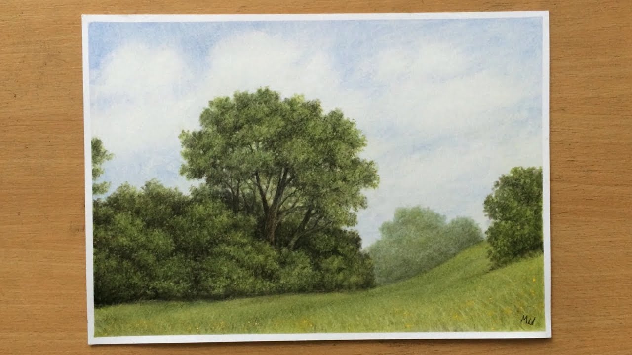 Green Landscape in Pastel