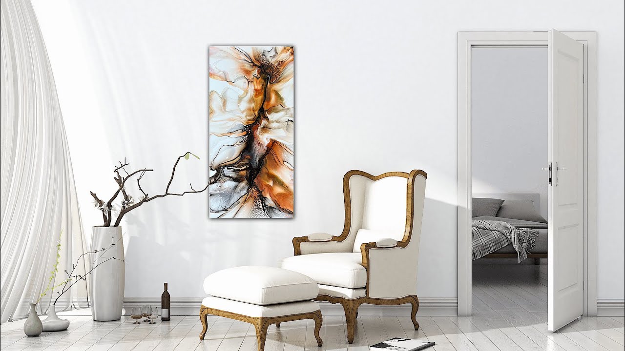 072 GORGEOUS Earth tones&hellip;linear bloom~fluid art~fluid pouring~modern art