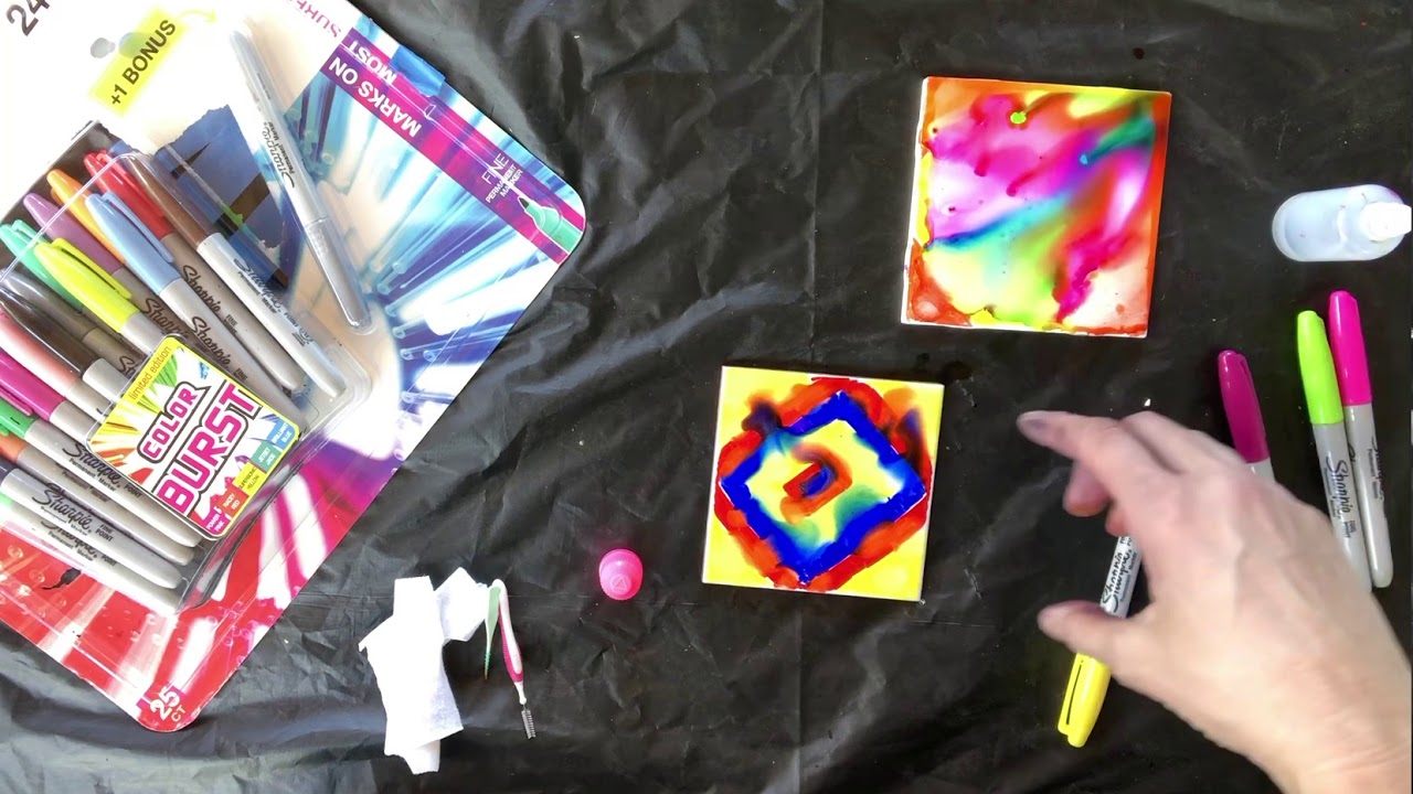 Sharpies and Isopropyl Alcohol on Tile
