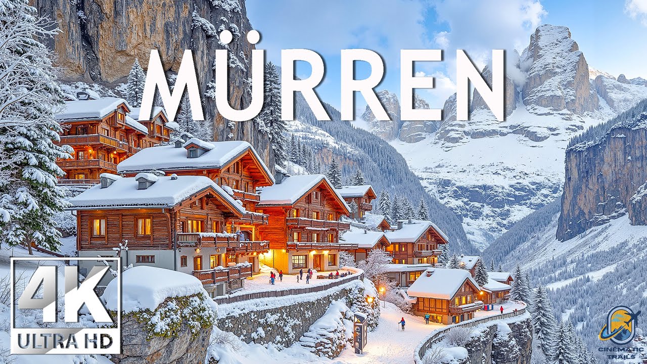 Mürren Winter 4K❄️Alpine Winter Serenity– Snowy Cliffside Village, Silent Trails & Pure Mountain Air