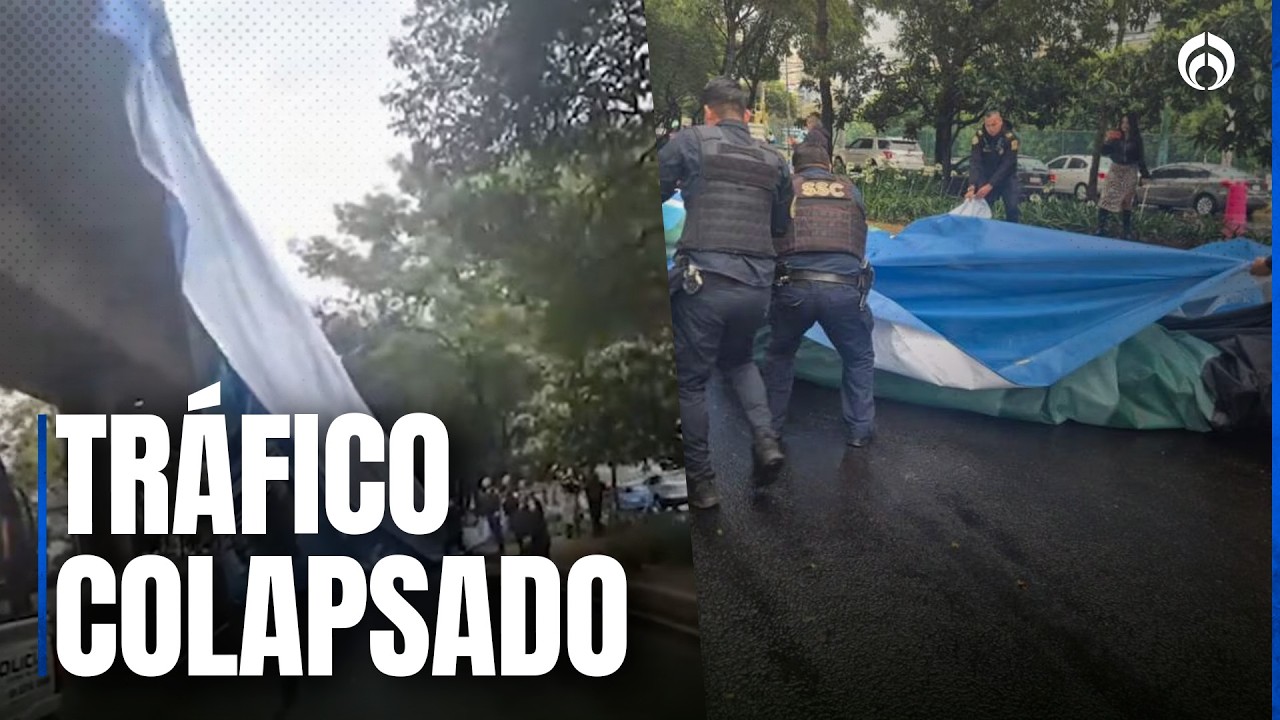 Lona gigante cae en Periférico tras fuerte granizada en CDMX y EDOMEX