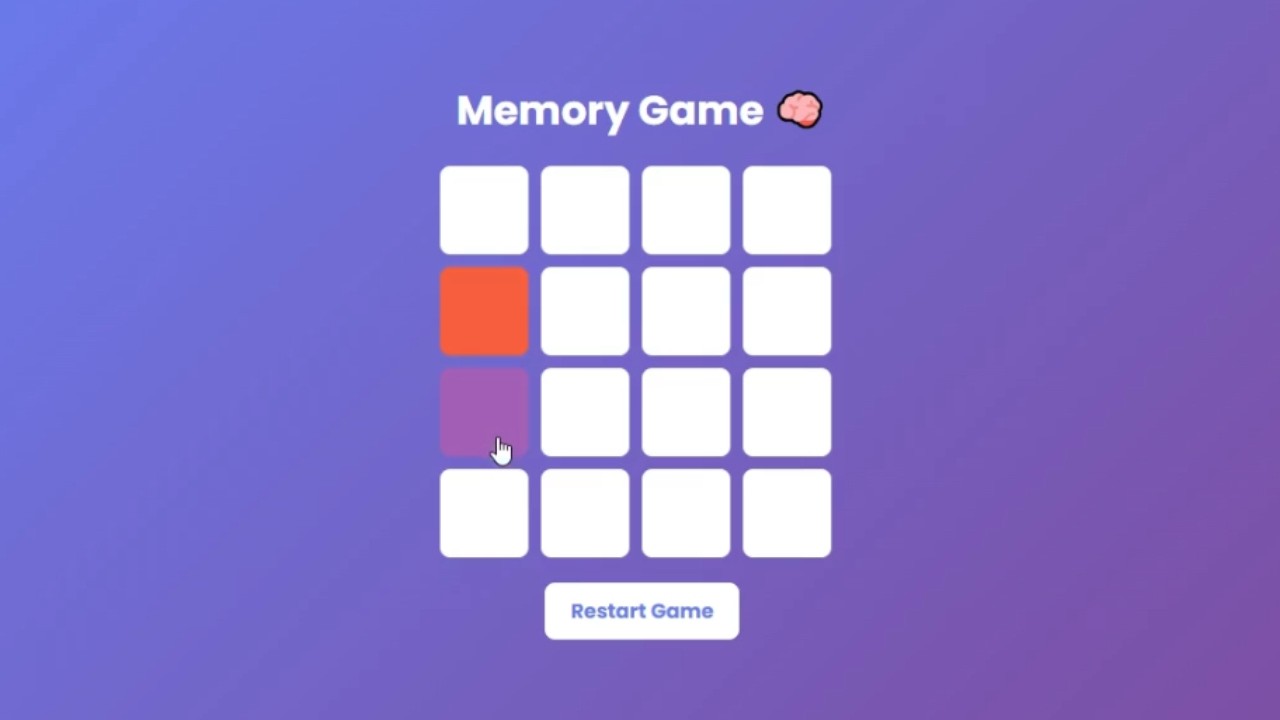 Memory Game 🧠 Using HTML CSS & JavaScript | Card Matching Game Tutorial for Beginners