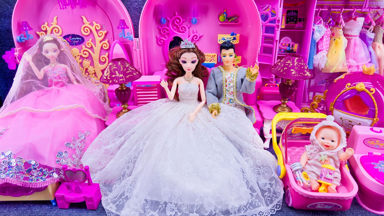 24 Minutes Satisfying with Unboxing Pink Barbie Princess Bedroom, Rock Bed Play Set Review Toys