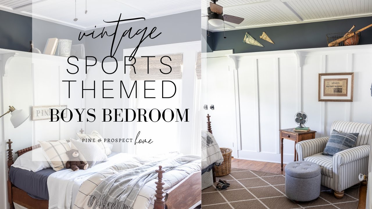 Vintage Sports Themed Boys Bedroom Reveal!