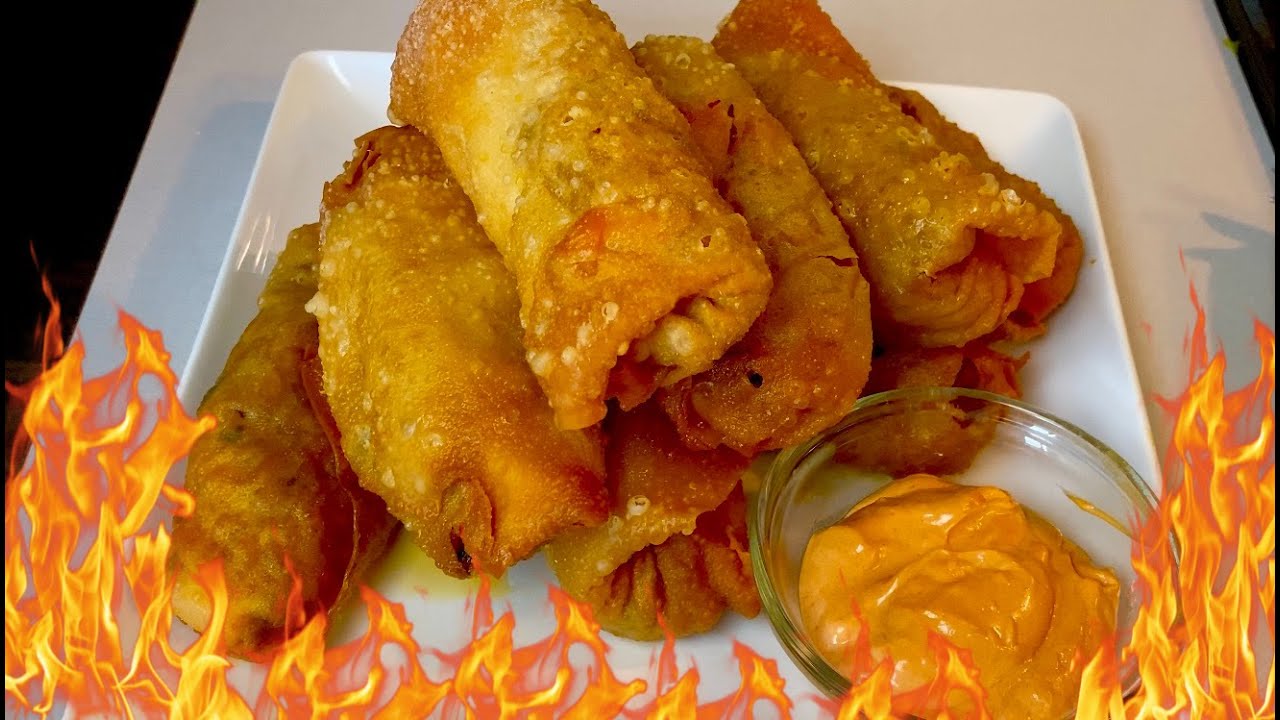 CHEESY SHRIMP NUCLEAR FIRE NOODLES EGG ROLLS